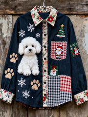 Women's Christmas Dog Print Casual Shirt