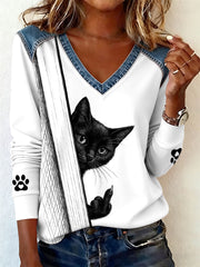 Women's Cat Lover V-Neck T-Shirts