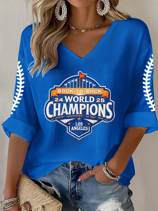 Women's Baseball World Champions 2025 Print Casual Long-Sleeve T-shirt