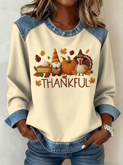 Women's Thanksgiving Pattern Patchwork Art Sweatshirt