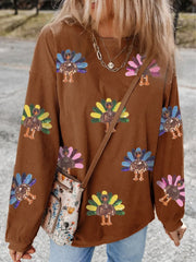 Women's Thanksgiving Print Casual Sweatshirt