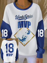 Women's Los Angeles Dodgers Yohji Yamamoto MVP World Series Champion 2025 Reversible Baseball Ribbed Round-Neck Sweatshirt