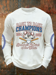 Men's Baseball Print Waffle Long Sleeve T-Shirt