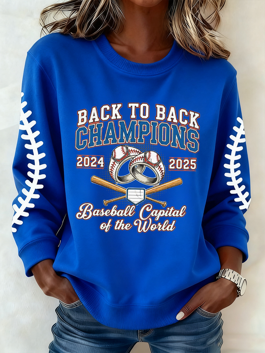 Women's Baseball Print Regular Sweatshirt