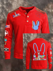 Men's Bunny Football Music Lover Printed Tops