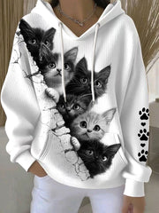 Women's Cat Print Hoodies