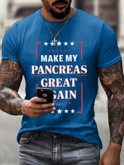 Men's Make My Pancreas Great Again Diabetes Awareness Print T-Shirt
