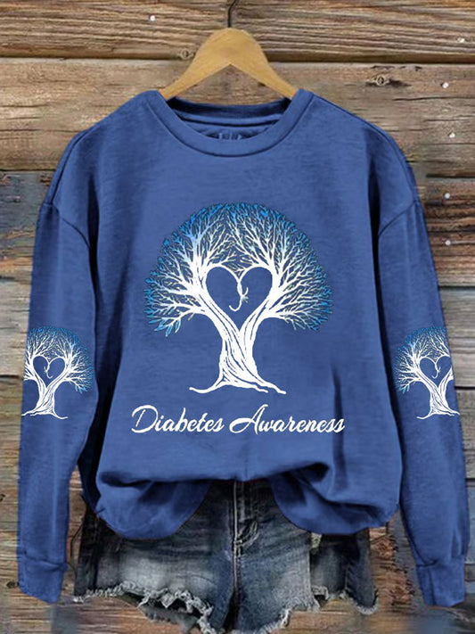 Women's Diabetes Awareness Print Crew Neck Sweatshirt