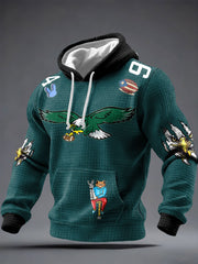 Men's Bunny Music Football Lover Eagle Printed Hoodie