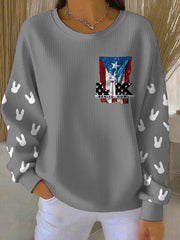 Women's Bunny Music Football Lover Printed Sweatshirt