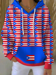 Women's Puerto Rico Flag Art Printed Hoodie