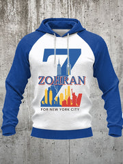 Men's Zohran Mamdani Build New York with Zohran NYC’s First Muslim Mayor Zohran signature Velvet Raglan Hoodie