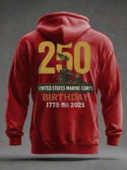 Men's USMC 250th Anniversary Print Casual Hoodie
