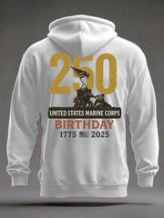 Men's USMC 250th Anniversary Print Casual Hoodie