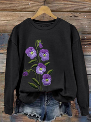 Women's Purple Flower Alzheimer's Awareness Support Sweatshirt