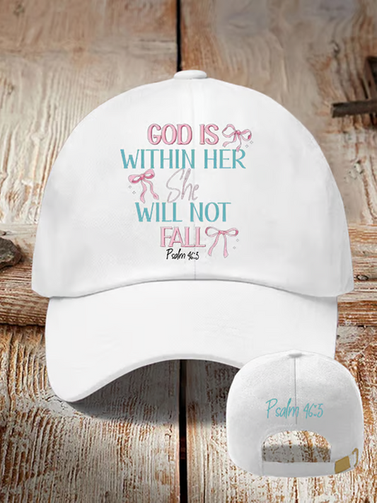 Unisex Retro God Is Within Her She Will Not Fall Psalms 46:5 Print Baseball Hat