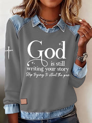 Women's God Is Still Writing Your Story Cross Sweatshirt