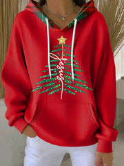 Women's Jesus Christmas Tree Print Hoodie