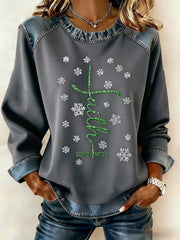 Women's Christmas Belief Pattern Patchwork Art Sweatshirt