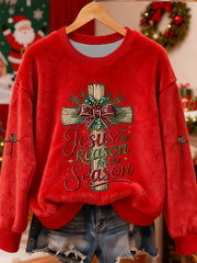 Women's Jesus Is The Reason For The Season Cross Flannel Hoodie