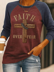 Women's Faith Over Fear Cross Print Sweatshirt