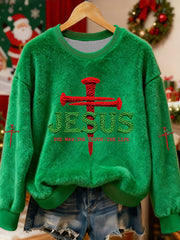 Women's Jesus The Way The Truth The Life Cross Flannel Hoodie