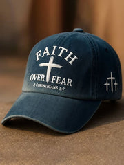 Unisex Faith Over Fear Cross Print Hat
