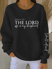 Women's Christian The Lord Is My Shepherd Ribbed Round-Neck Sweatshirt