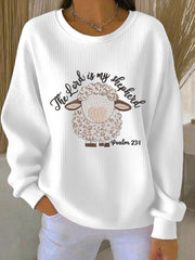 Women's Christian The Lord Is My Shepherd Ribbed Round-Neck Sweatshirt
