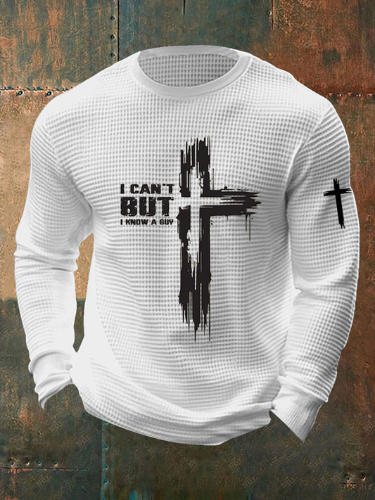 Men's Christian I Can't... But I Know A Guy. Printed Waffle Long Sleeve T-Shirt