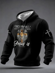 Men's Normal Isn't Coming Back Jesus Is Print Casual Checkered Hoodie
