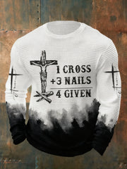 Men's I CROSS +3 NAILS 4 GIVEN Waffle Long Sleeve T-Shirt