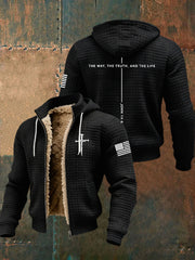 Men's Jesus The Way The Truth The Life Cross Zipper Hooded Jacket