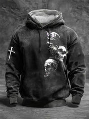 Men's Skull Cross Faith Drop-Shoulder Hoodie (No Pockets)
