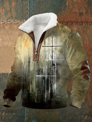 Men's faith art painting Plush Stand Collar Shirt