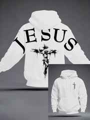 Men's Jesus Oversized Drop-Shoulder Hoodie with Pockets