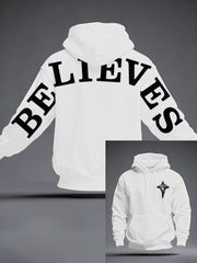 Men's Faith Believes Drop-Shoulder Hoodie with Pockets