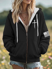 Women's Jesus The Way The Truth The Life John 14:6 Christian Cross Zip-Up Hoodie