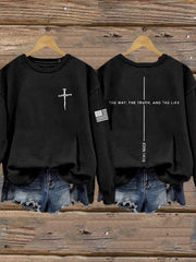 Women's Jesus The Way The Truth The Life John 14:6 Christian Cross Sweatshirt