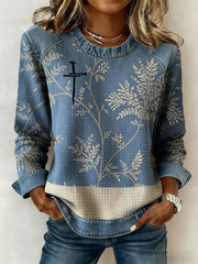 Women's Floral Cross Print Casual Top