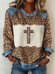 Women's The Birth Of Jesus Denim Patchwork Top