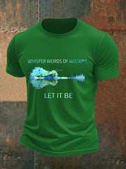 Men's Retro Whisper Words Of Wisdom Let It Be GuitarPrint Casual Tee