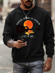 Men's Retro Whisper Words Of Wisdom Let It Be Guitar Print Casual Sweatshirt