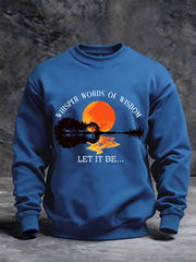 Men's Retro Whisper Words Of Wisdom Let It Be Guitar Print Casual Sweatshirt