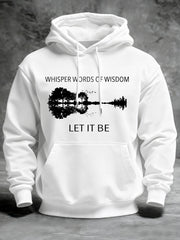 Men's Retro Whisper Words Of Wisdom Let It Be Guitar Print Casual Hoodie
