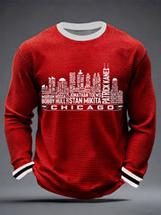 Men's Vintage Hockey Print Waffle Long Sleeve T-Shirt