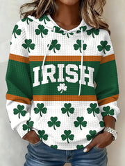 Women's St. Patrick's Day Print Large-sized Hooded Sweatshirt