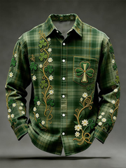 Men's St. Patrick's Day Shamrock Print Long Sleeve T-Shirt