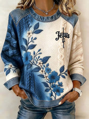 Women's Floral Cross Print Casual Top