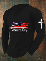 Men's Veteran Faith Print  long sleeve T-shirt